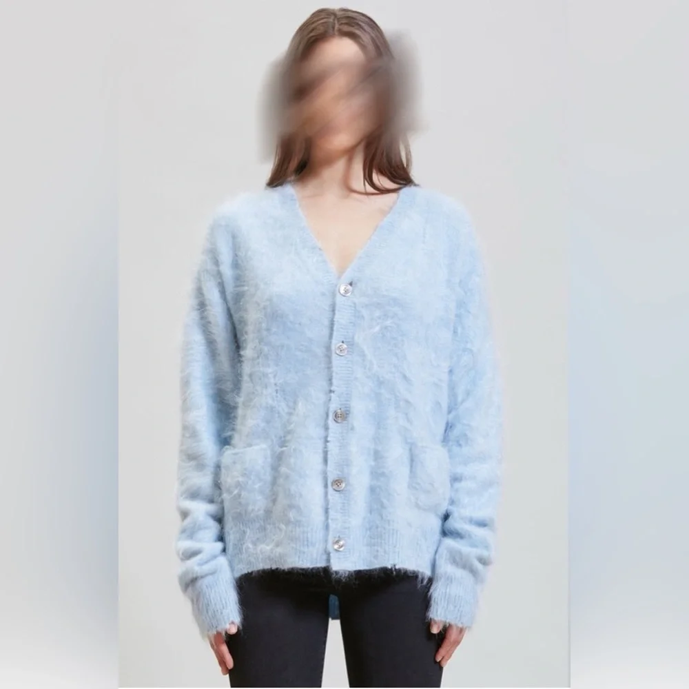 R13 Japanese Brushed Cashmere Cardigan - Light Blue. Size medium - Picture 5 of 14
